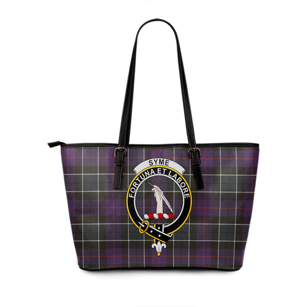 Syme Weathered Clan Badge Tartan Leather Tote Bag