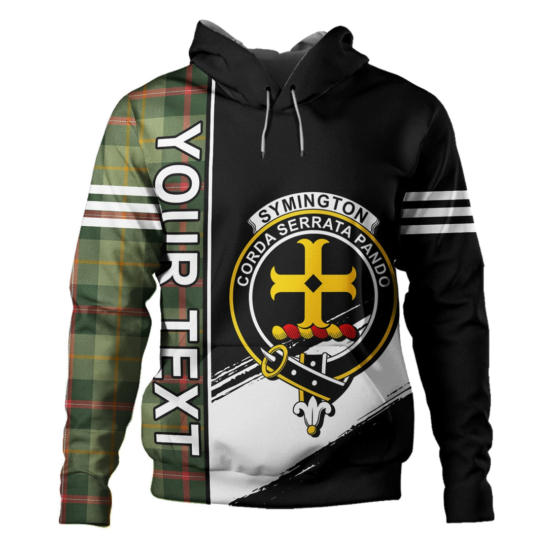 Symington Modern Clan Badge Tartan Hoodie Quarter Style Personalized