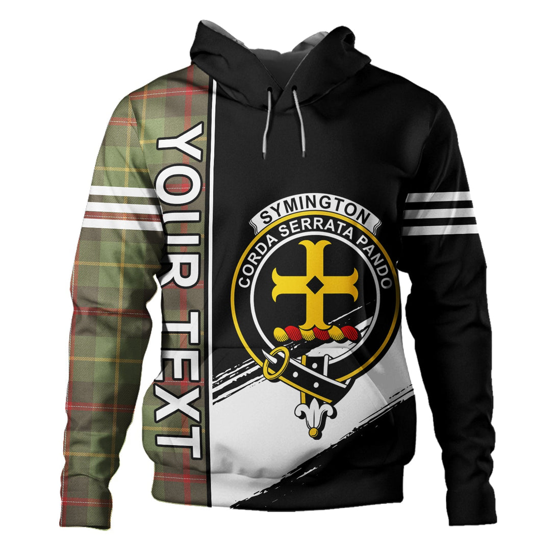 Symington Weathered Clan Badge Tartan Hoodie Quarter Style Personalized