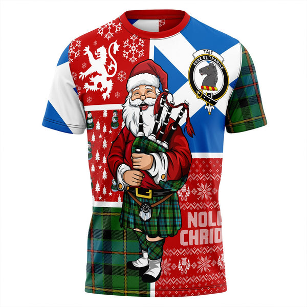 Tait Ancient Clan Badge Tartan T-Shirt Scotland Christmas Santa