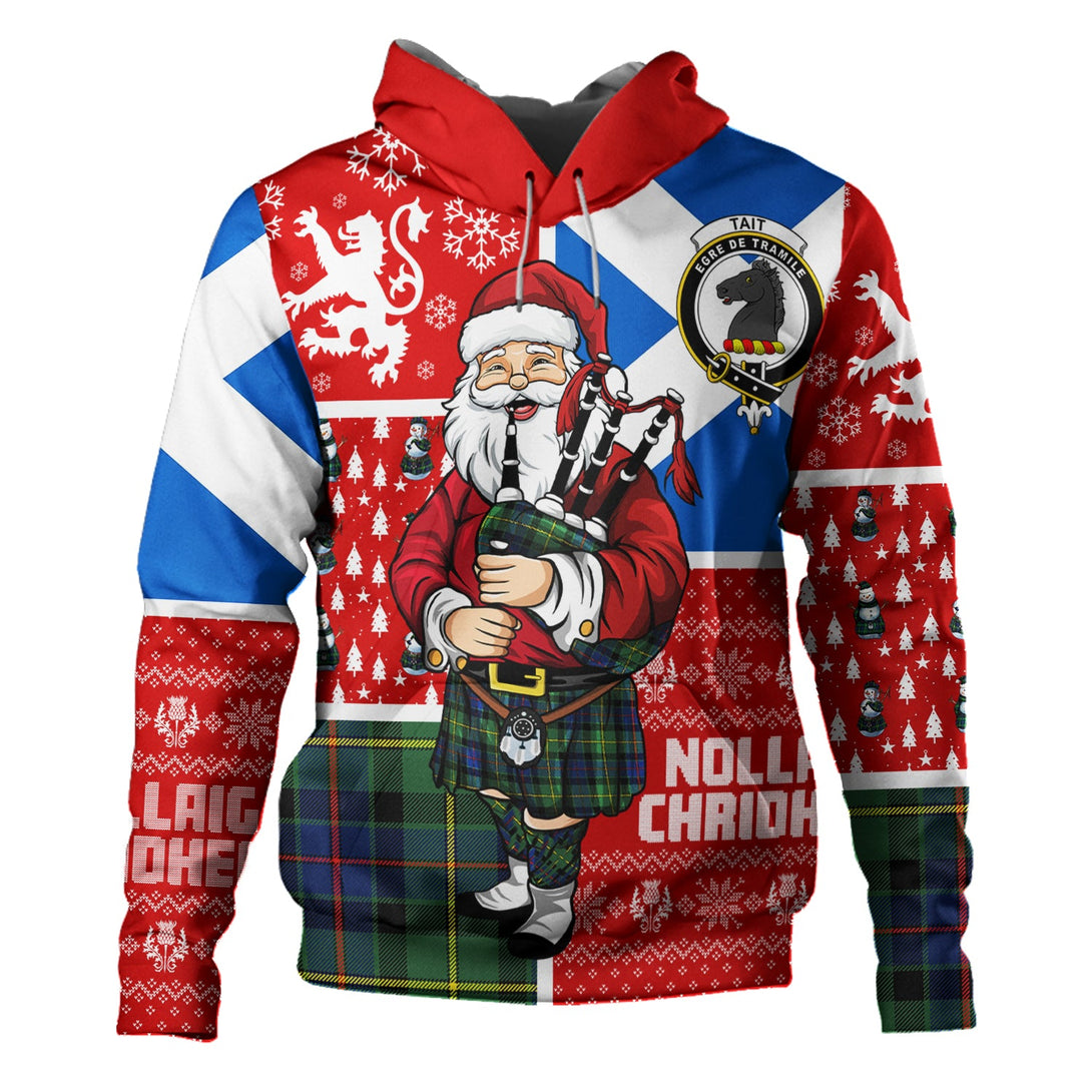 Tait Modern Clan Badge Tartan Hoodie Scotland Christmas Santa