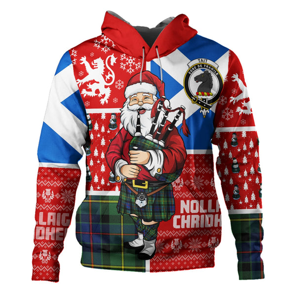 Tait Modern Clan Badge Tartan Hoodie Scotland Christmas Santa