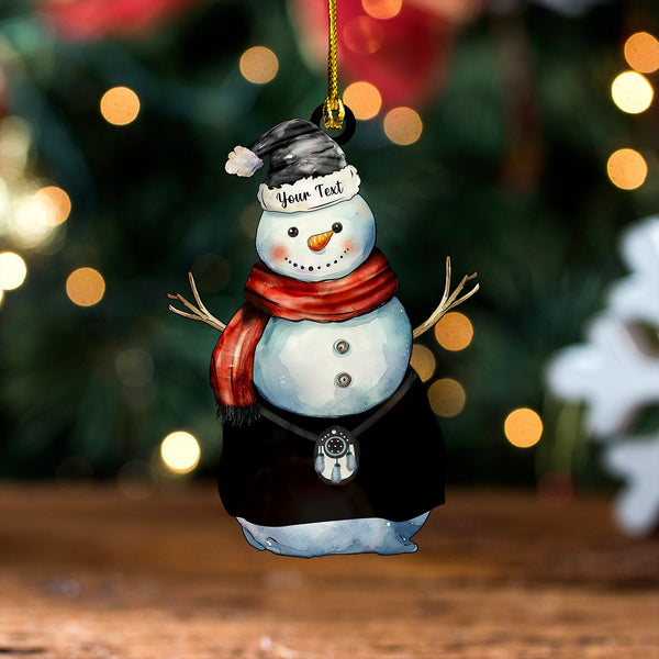 Tait Wedding Ancient Tartan Wood Acrylic Ornament Snowman Warrior Personalized