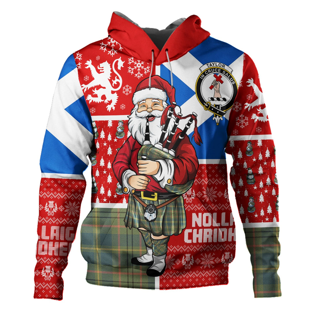 Taylor Ancient Clan Badge Tartan Hoodie Scotland Christmas Santa