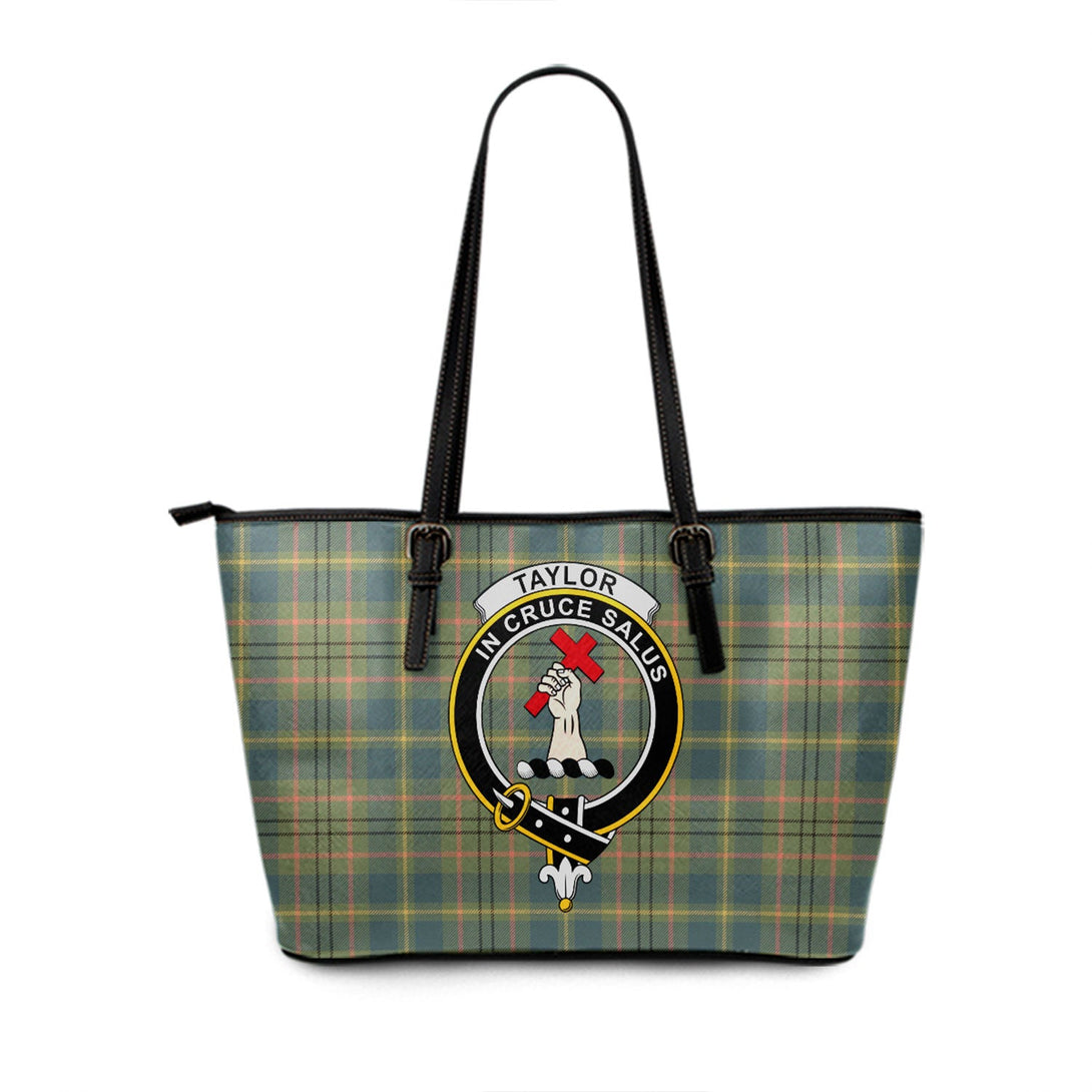 Taylor Ancient Clan Badge Tartan Leather Tote Bag