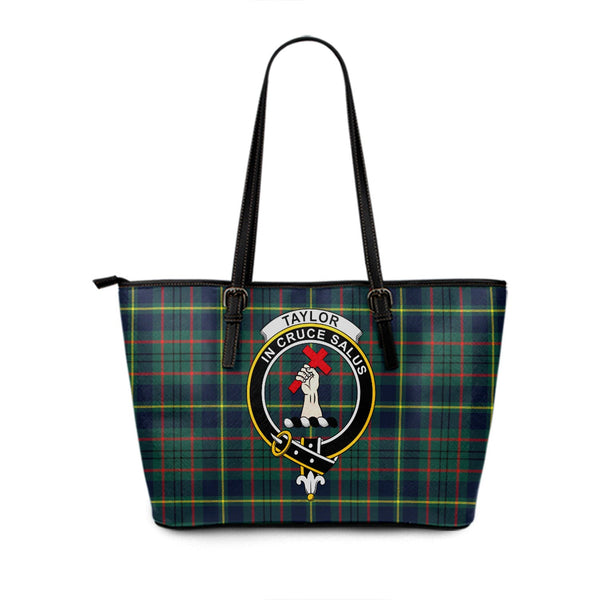 Taylor Modern Clan Badge Tartan Leather Tote Bag