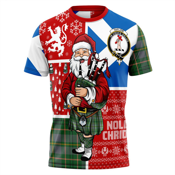 Taylor Weathered Clan Badge Tartan T-Shirt Scotland Christmas Santa