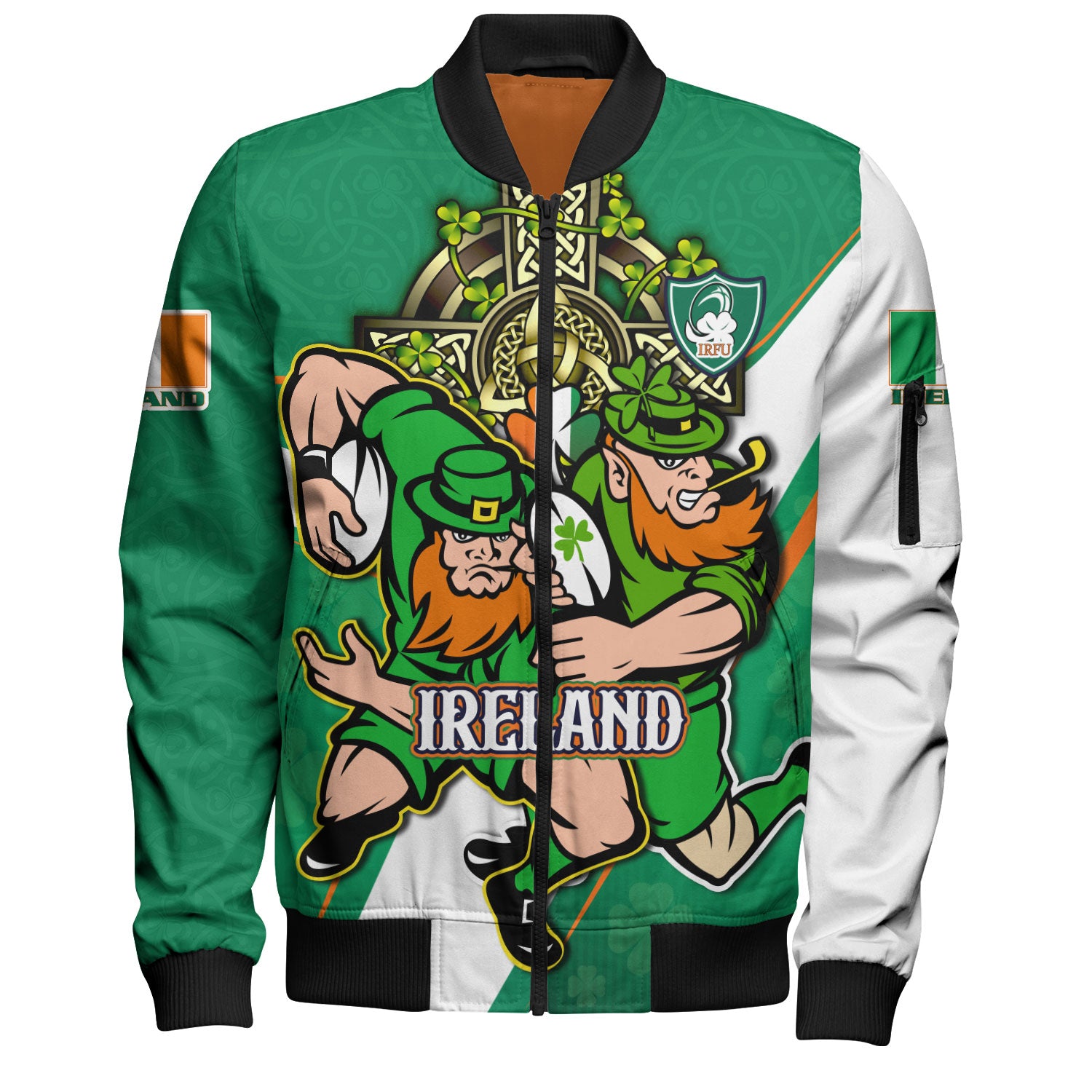 Ireland Rugby Bomber Jacket Custom Irish Leprechaun Rugby Mascot With ...