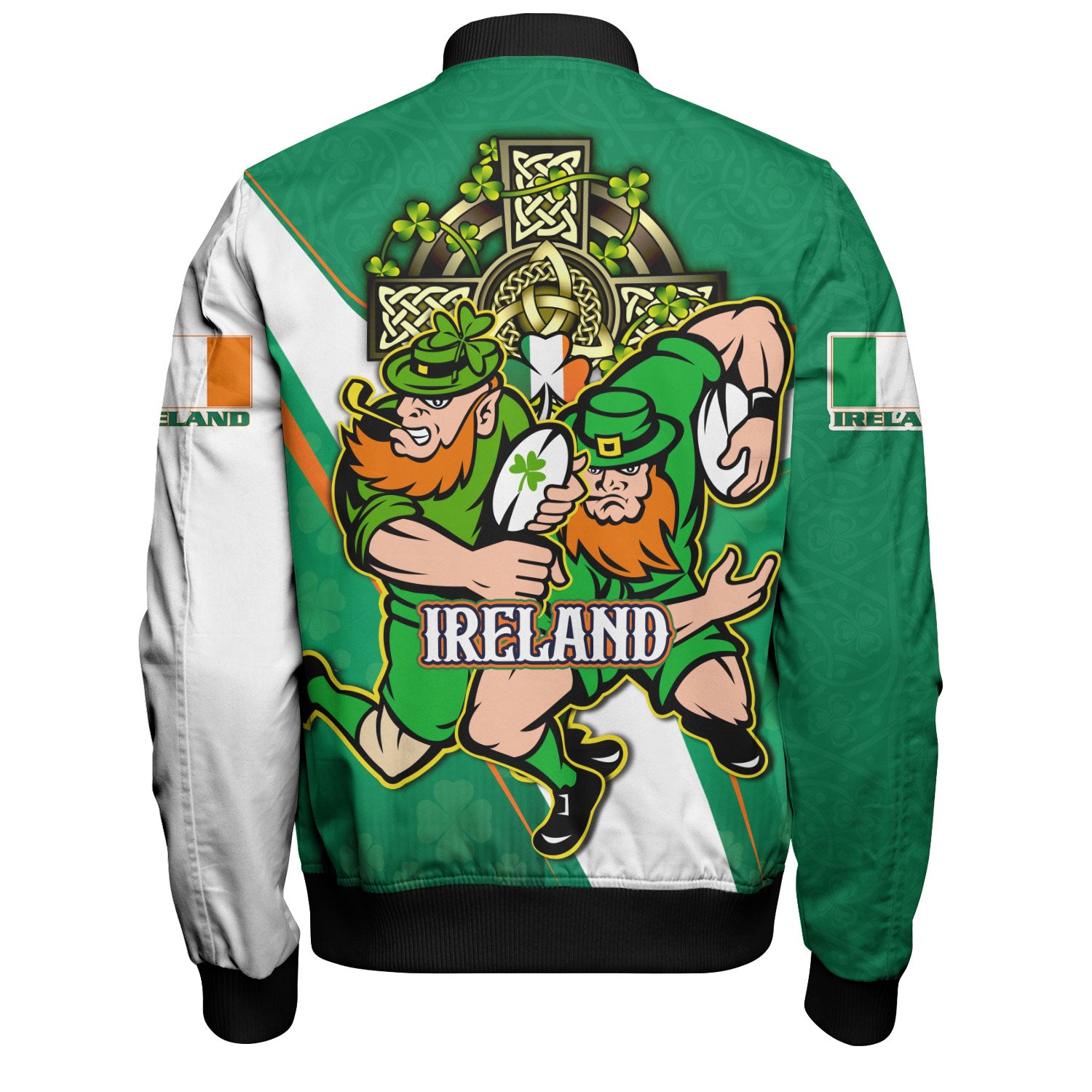 Ireland Rugby Bomber Jacket Custom Irish Leprechaun Rugby Mascot With ...