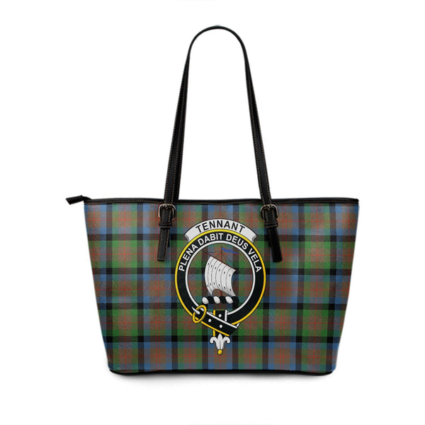 Tennant Ancient Clan Badge Tartan Leather Tote Bag