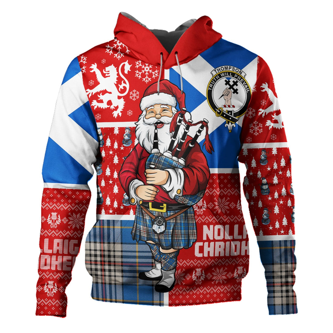 Thompson Variant (Thomson Variant) Ancient Clan Badge Tartan Hoodie Scotland Christmas Santa