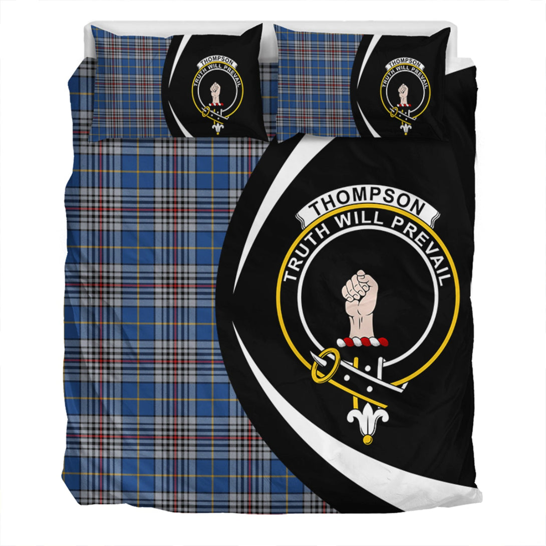 Thompson Variant (Thomson Variant) Modern Clan Badge Tartan Bedding Set Circle Style