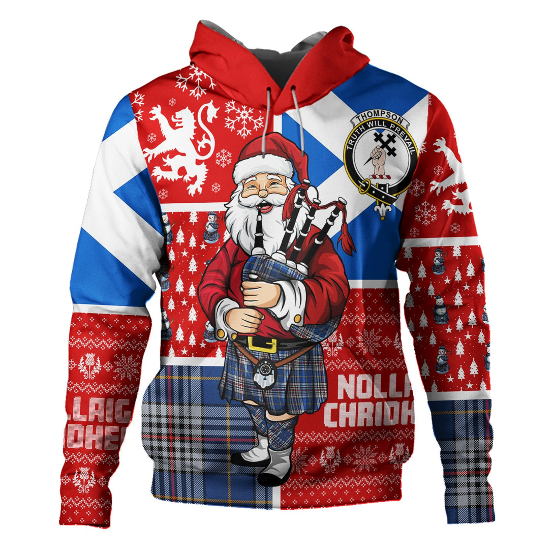 Thompson Variant (Thomson Variant) Modern Clan Badge Tartan Hoodie Scotland Christmas Santa