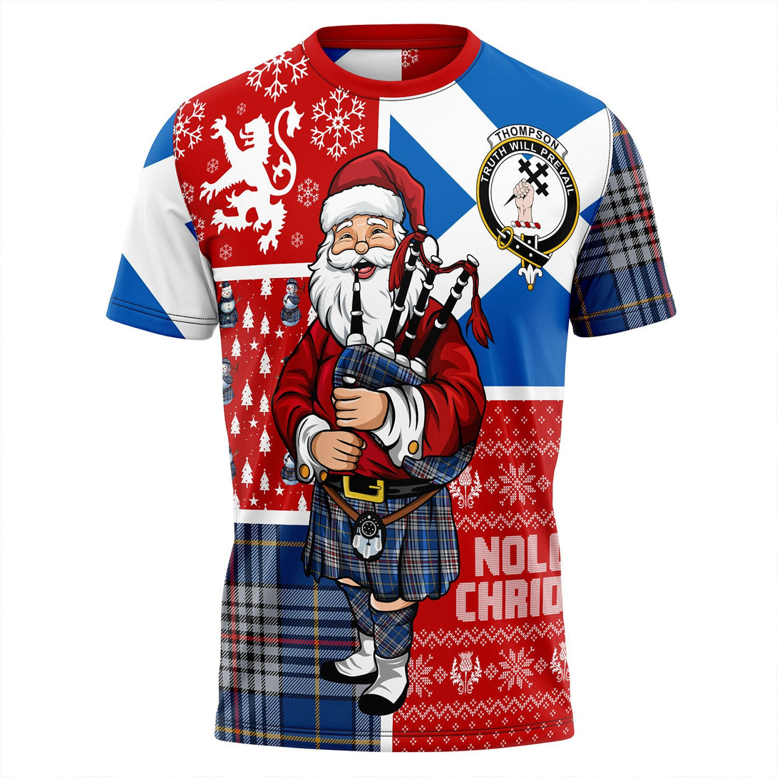 Thompson Variant (Thomson Variant) Modern Clan Badge Tartan T-Shirt Scotland Christmas Santa