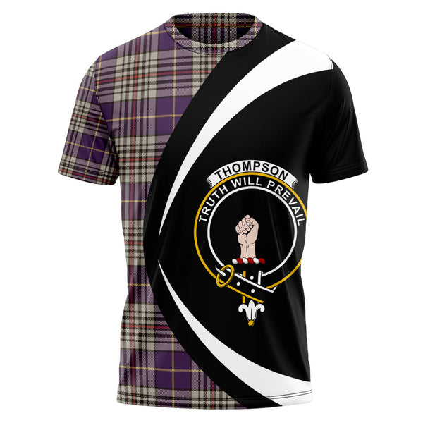 Thompson Variant (Thomson Variant) Weathered Clan Badge Tartan T-Shirt Circle Style Personalized