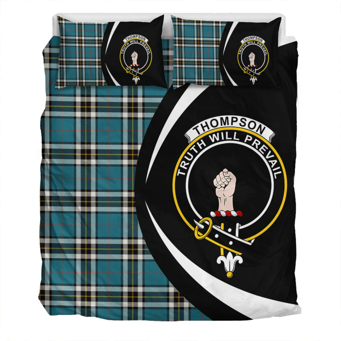 Thomson Blue (MacThomas Blue Thompson Dress) Ancient Clan Badge Tartan Bedding Set Circle Style