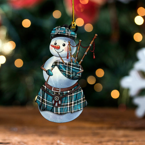 Thomson Blue (MacThomas Blue Thompson Dress) Ancient Clan Badge Tartan Wood Acrylic Ornament Snowman Bagpipe Personalized