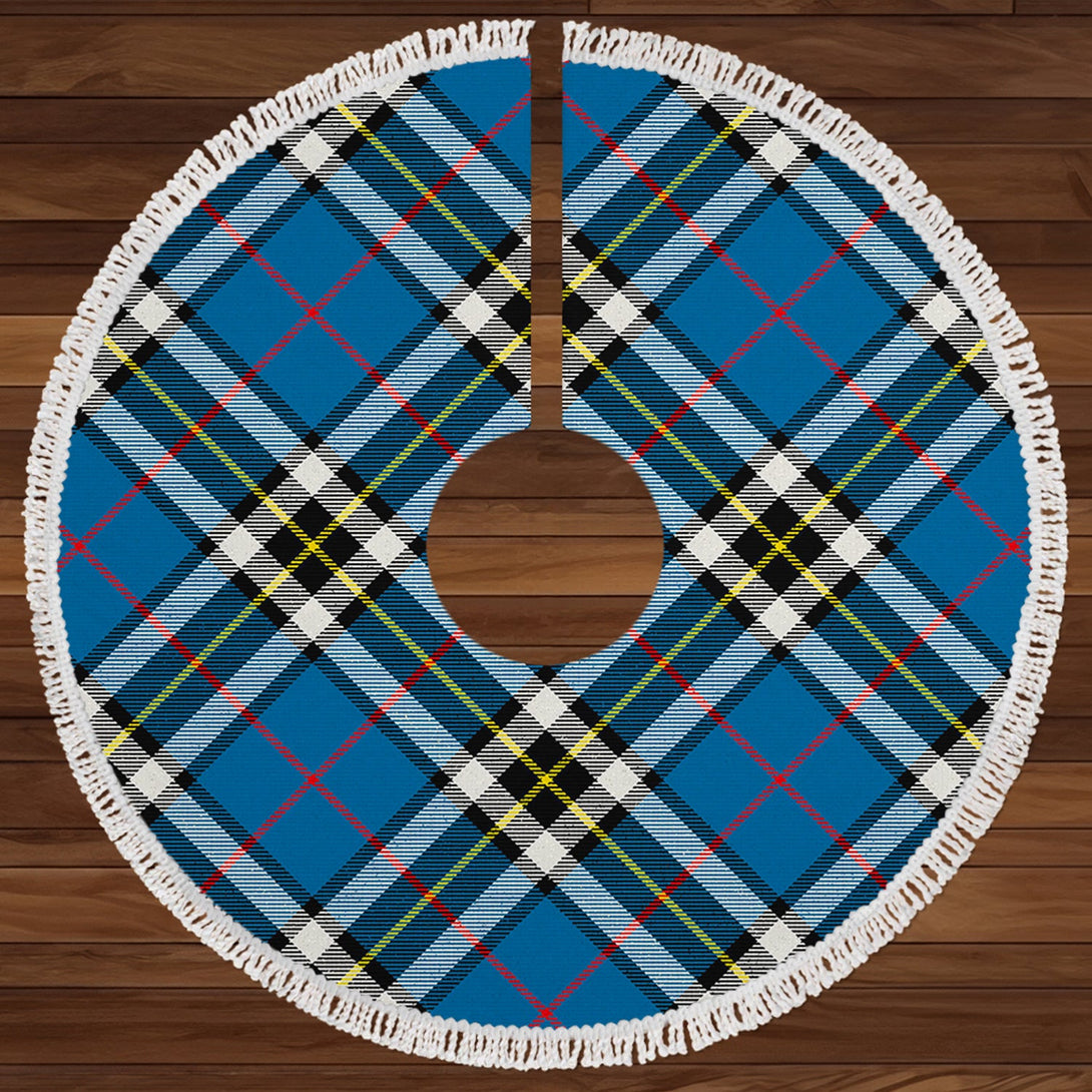 Thomson Blue (MacThomas Blue Thompson Dress) Modern Clan Badge Tartan Christmas Tree Skirt