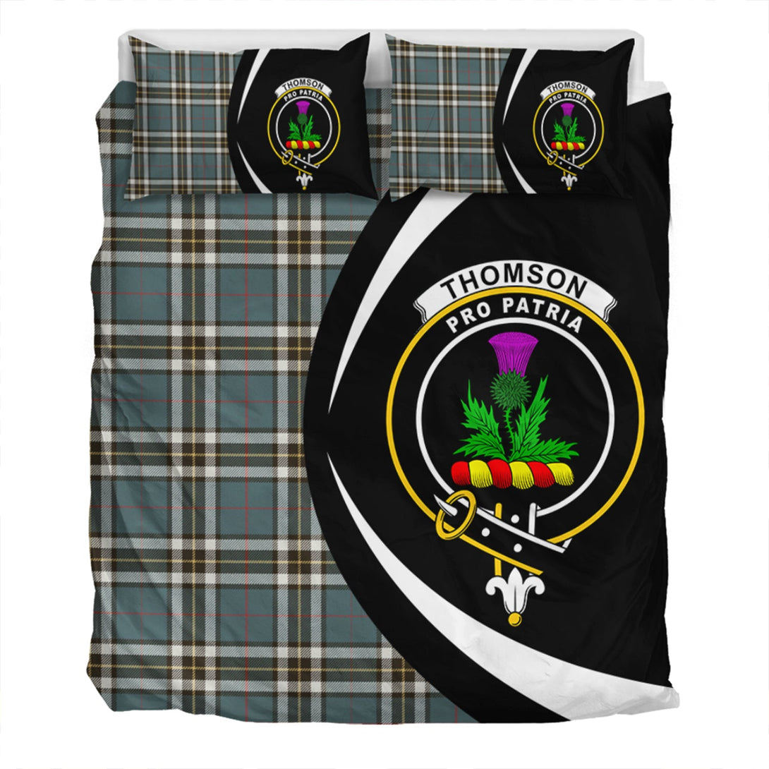 Thomson Blue (MacThomas Blue Thompson Dress) Weathered Clan Badge Tartan Bedding Set Circle Style