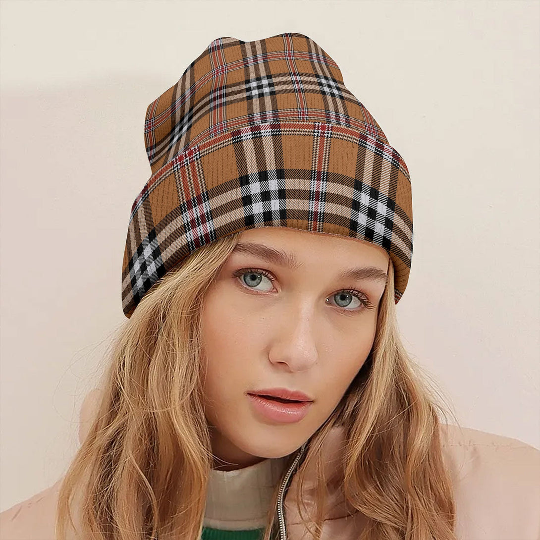 Thomson Camel 3 (Thompson Camel 3) Modern Tartan Knitted Beanie