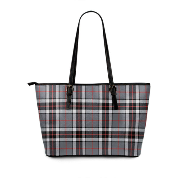 Thomson Dress Grey (Thompson Dress Grey) Weathered Tartan Leather Tote Bag