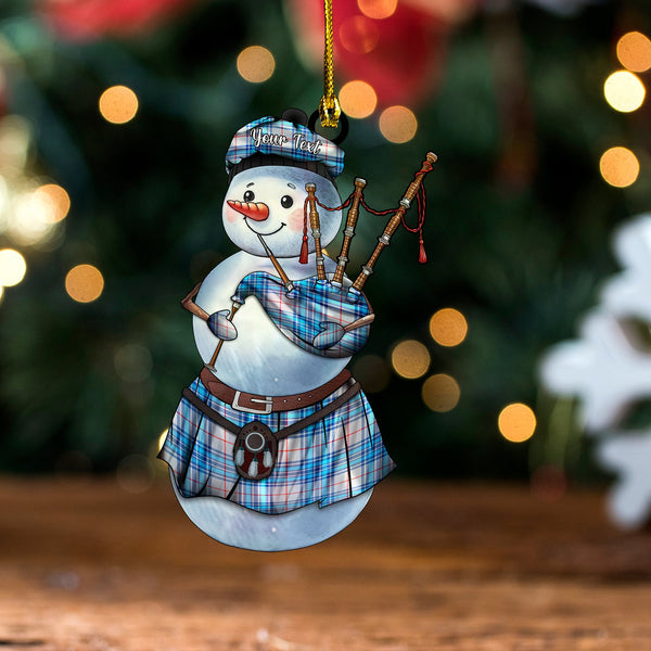 Thorburn USA (Thurburn USA) Modern Tartan Wood Acrylic Ornament Snowman Bagpipe Personalized