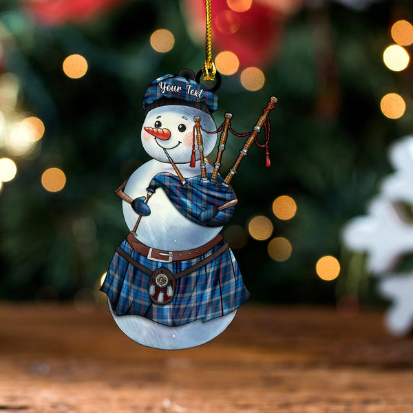 Thorburn (Thurburn) Modern Clan Badge Tartan Wood Acrylic Ornament Snowman Bagpipe Personalized