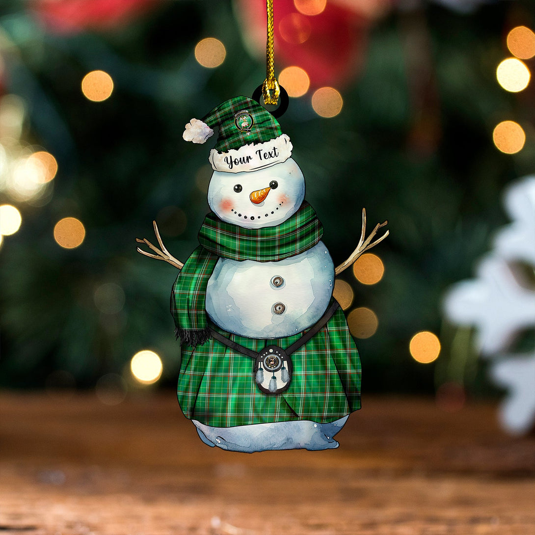 Toshach Ancient Clan Badge Tartan Wood Acrylic Ornament Snowman Warrior Personalized