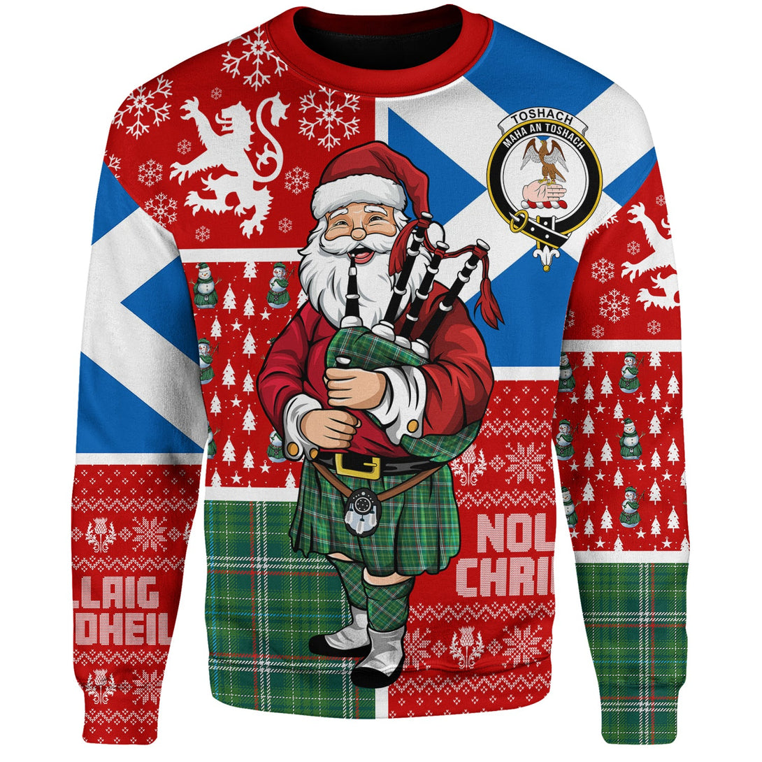 Toshach Modern Clan Badge Tartan Sweatshirt Scotland Christmas Santa