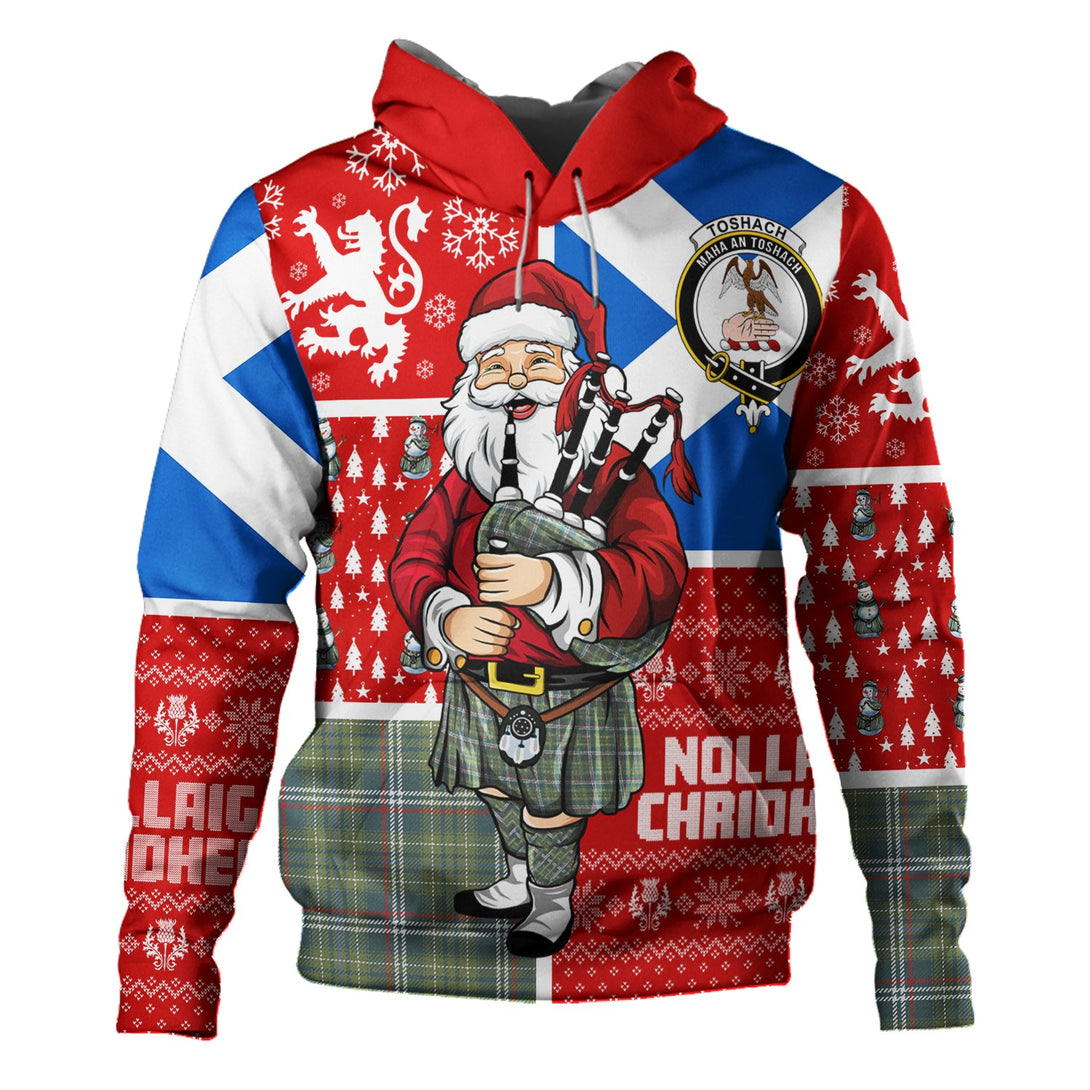 Toshach Weathered Clan Badge Tartan Hoodie Scotland Christmas Santa