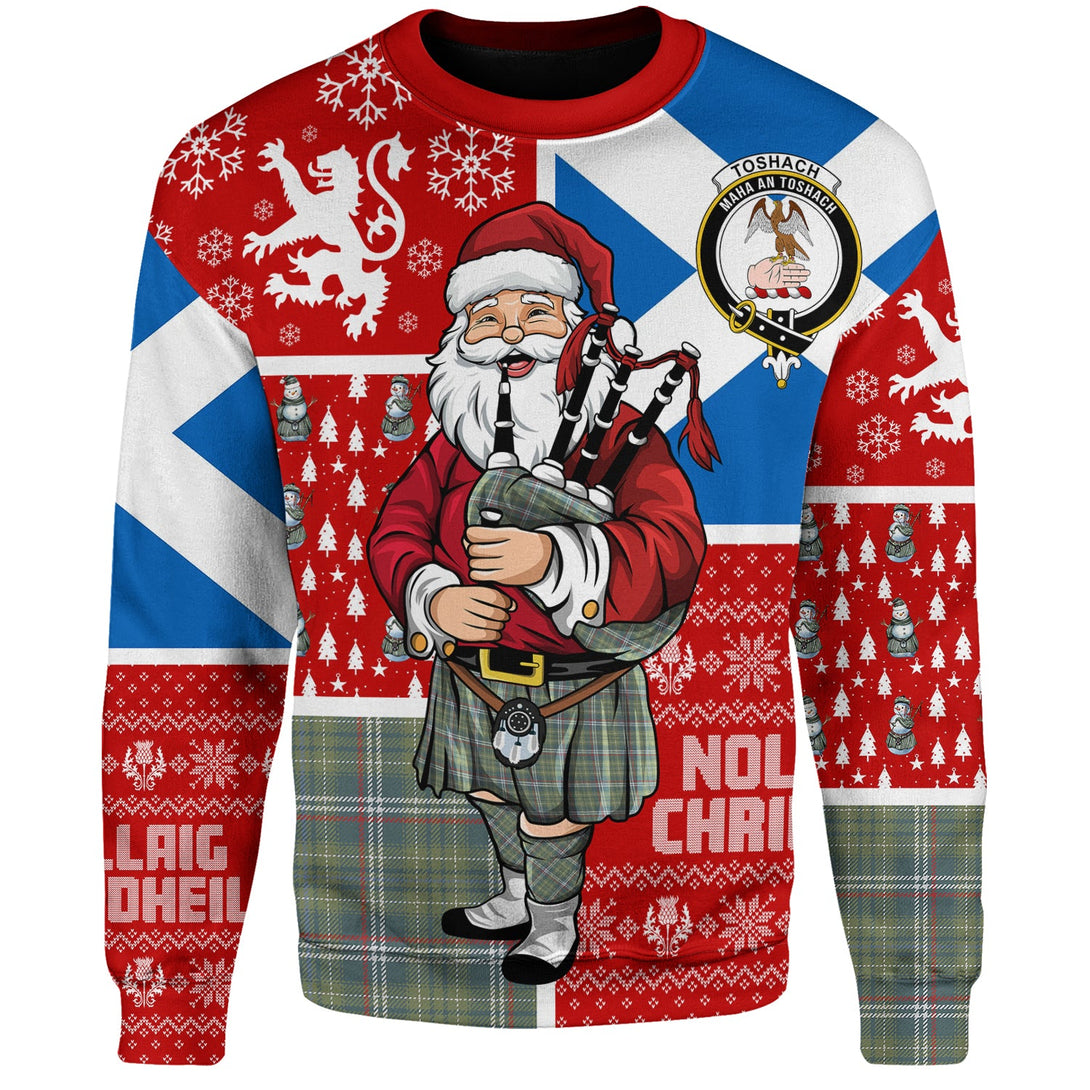 Toshach Weathered Clan Badge Tartan Sweatshirt Scotland Christmas Santa