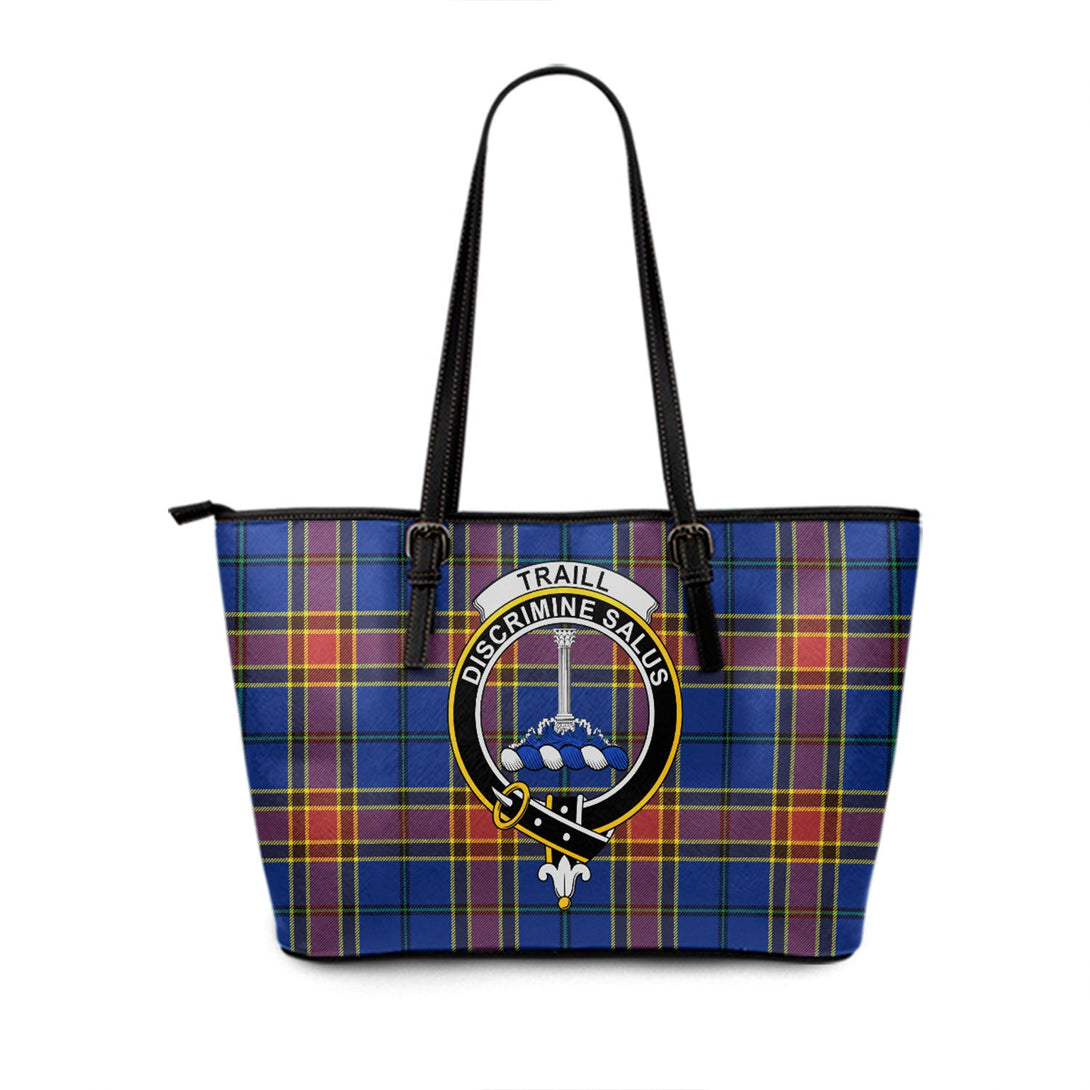 Traill (Trayle) Modern Clan Badge Tartan Leather Tote Bag