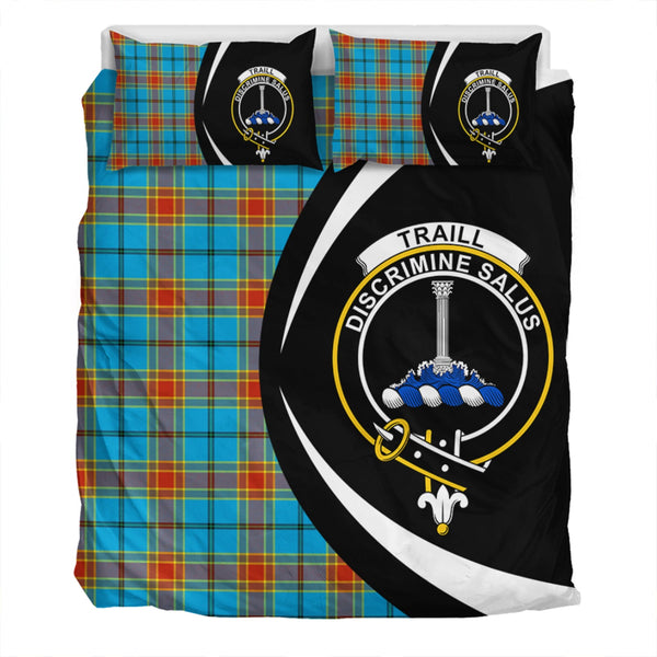 Traill (Trayle) Weathered Clan Badge Tartan Bedding Set Circle Style