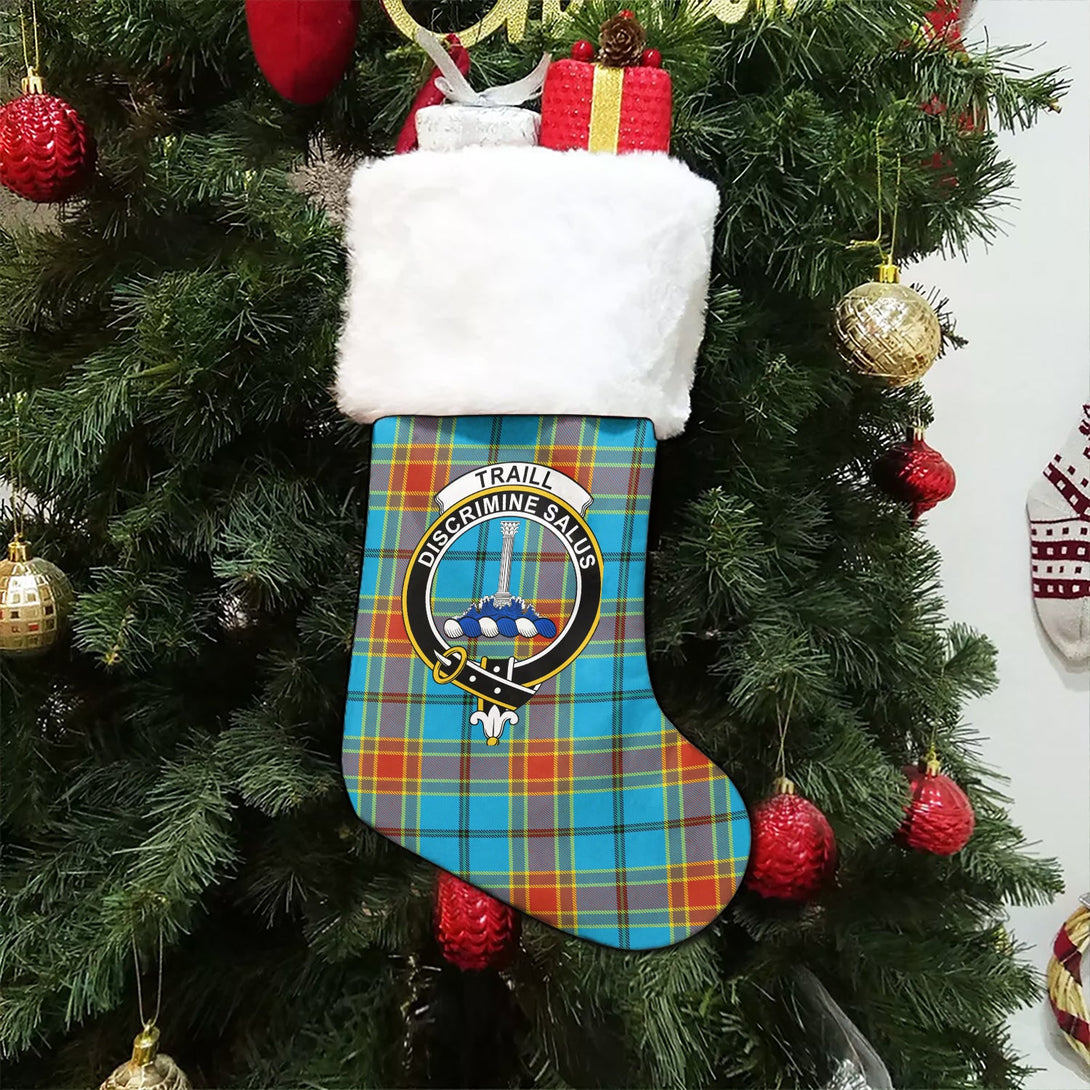 Traill (Trayle) Weathered Clan Badge Tartan Christmas Stocking