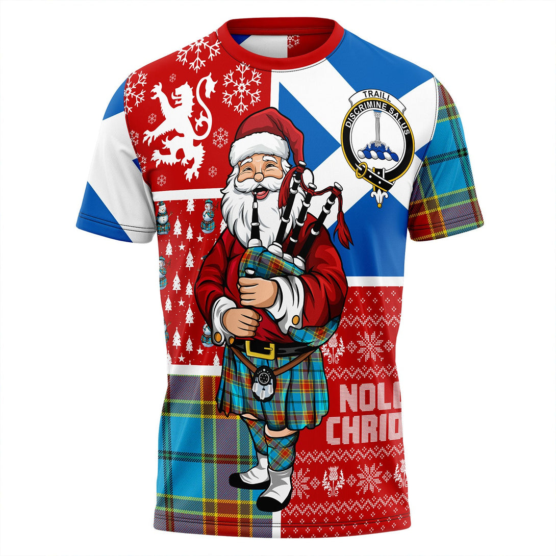 Traill (Trayle) Weathered Clan Badge Tartan T-Shirt Scotland Christmas Santa