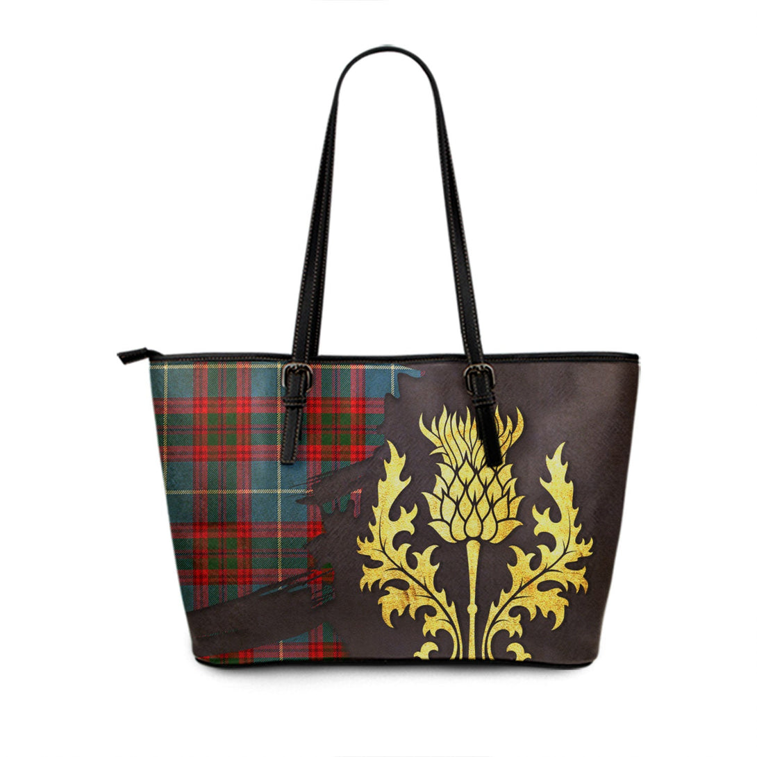 Trotter Tartan Leather Tote Bag Thistle Oldest Style