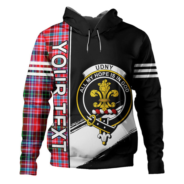 Udny Clan Badge Tartan Hoodie Quarter Style Personalized