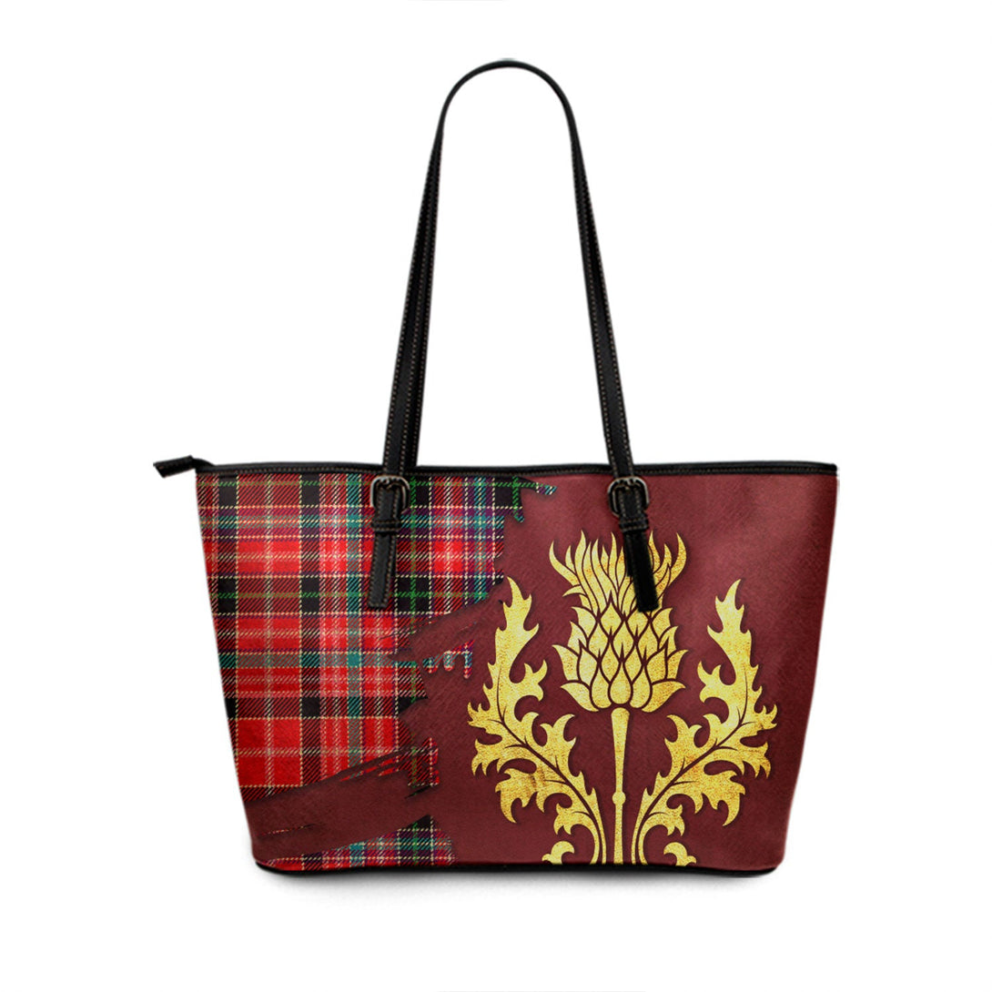 Udny Tartan Leather Tote Bag Thistle Oldest Style