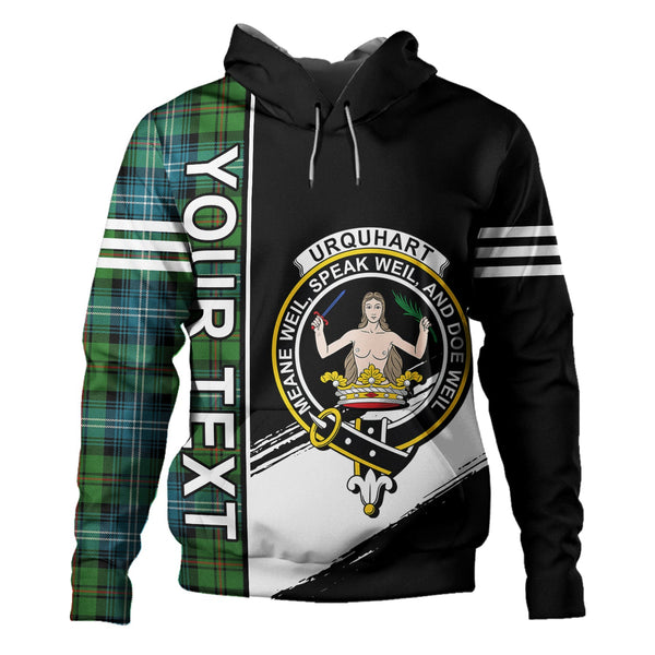 Urquhart Ancient Clan Badge Tartan Hoodie Quarter Style Personalized