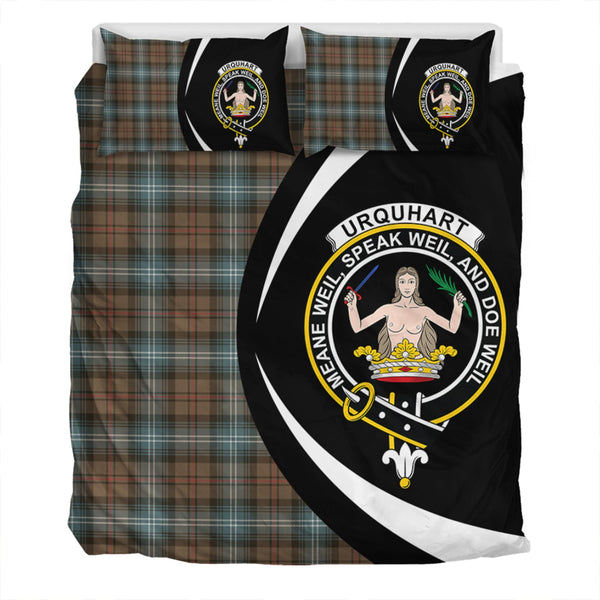 Urquhart Weathered Clan Badge Tartan Bedding Set Circle Style