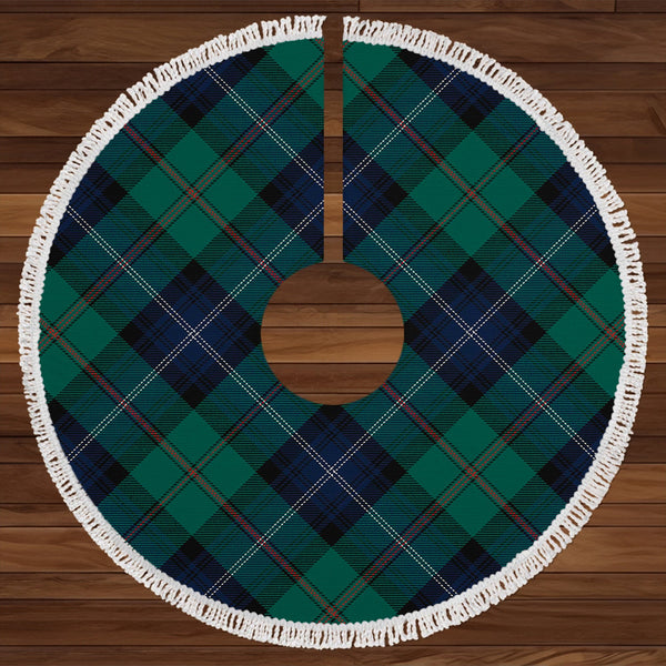 Urquhart White Lines (Urquhart Ancient) Modern Tartan Christmas Tree Skirt