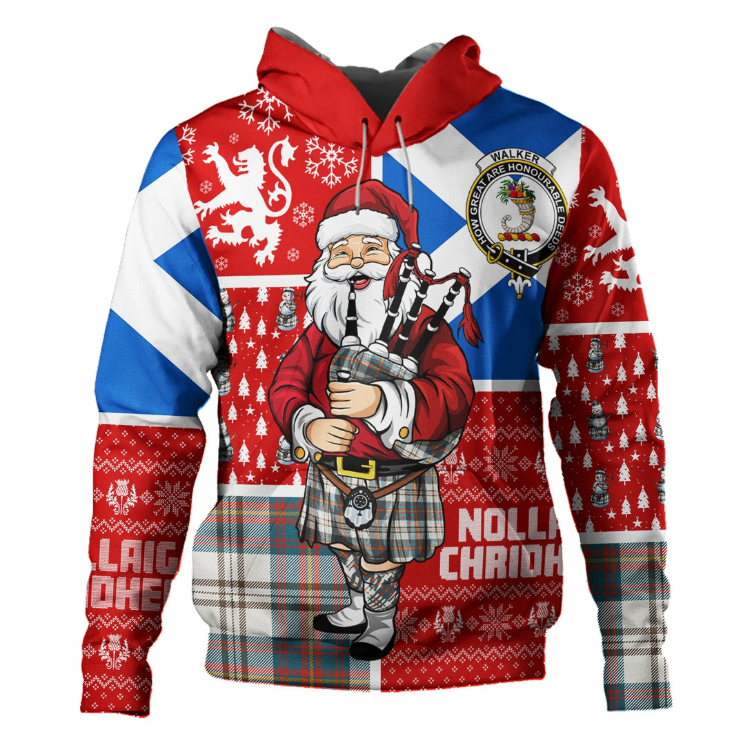 Walker Dress Ancient Clan Badge Tartan Hoodie Scotland Christmas Santa