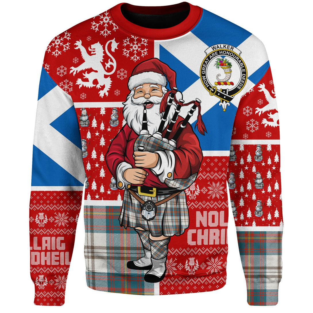 Walker Dress Ancient Clan Badge Tartan Sweatshirt Scotland Christmas Santa