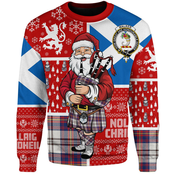 Walker Dress Modern Clan Badge Tartan Sweatshirt Scotland Christmas Santa