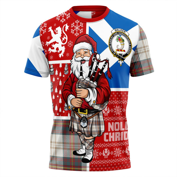 Walker Dress Weathered Clan Badge Tartan T-Shirt Scotland Christmas Santa