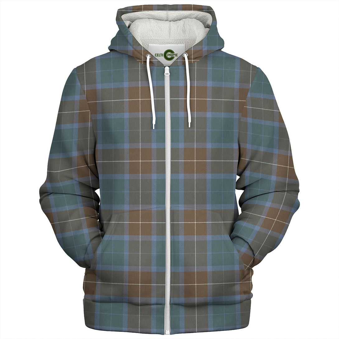 Wallace Blue (Wallas Blue) Weathered Tartan Sherpa Hoodie