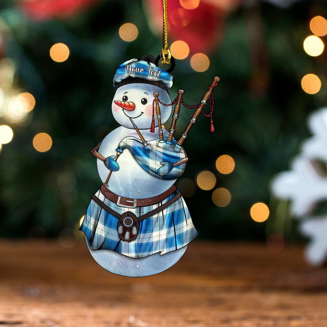 Wallace Dress Blue (Wallas Dress Blue) Ancient Tartan Wood Acrylic Ornament Snowman Bagpipe Personalized