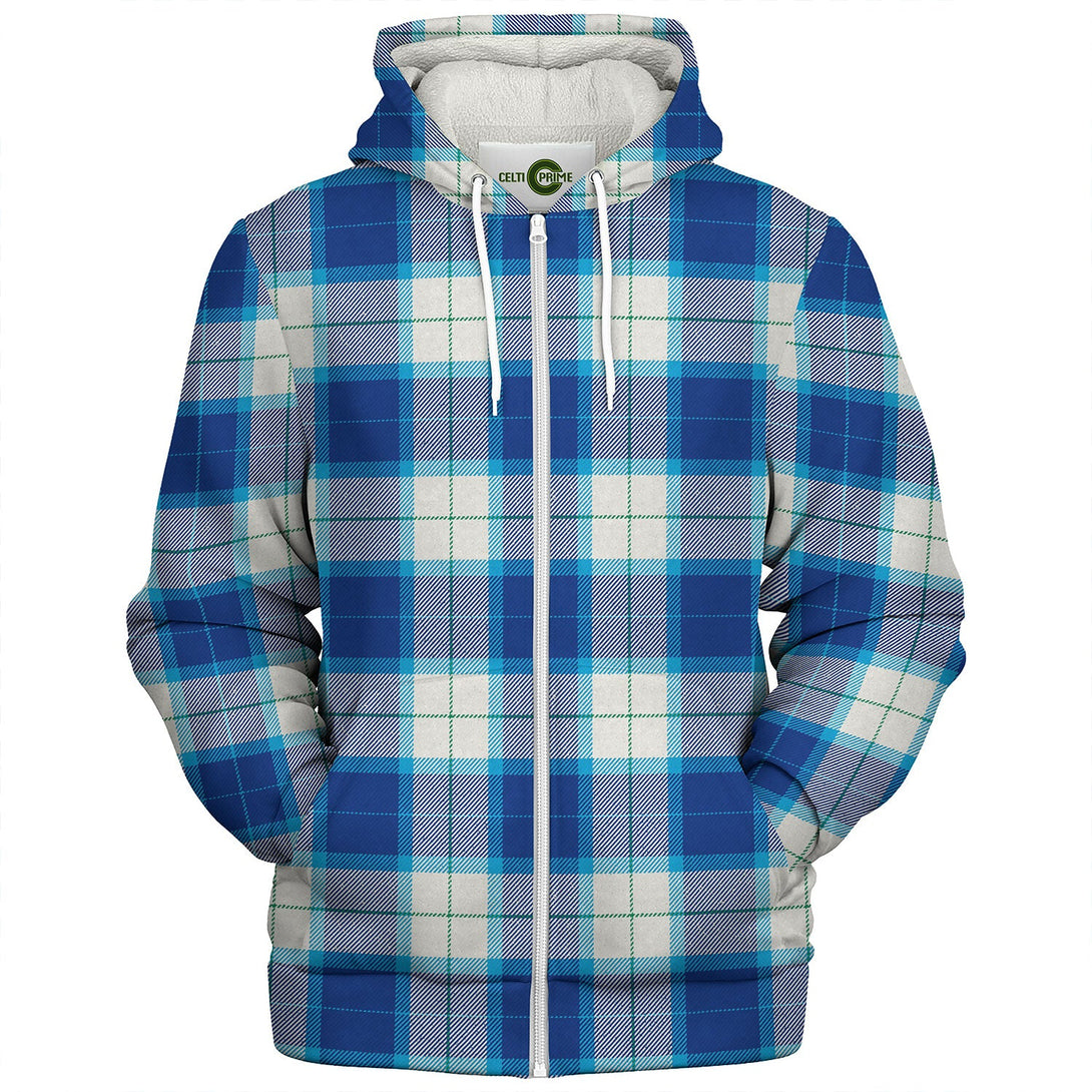 Wallace Dress Blue (Wallas Dress Blue) Modern Tartan Sherpa Hoodie