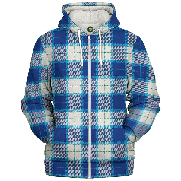 Wallace Dress Blue (Wallas Dress Blue) Modern Tartan Sherpa Hoodie