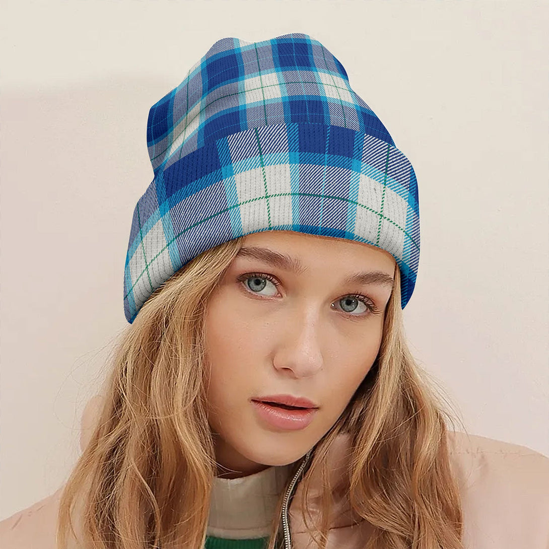 Wallace Dress Blue (Wallas Dress Blue) Modern Tartan Knitted Beanie